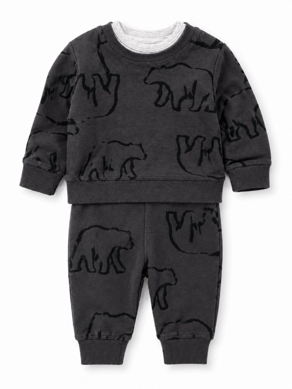 NWT Carter's Baby Boy 3 Piece Outfit Set Bear Print Newborn Gray Bodysuit Pants